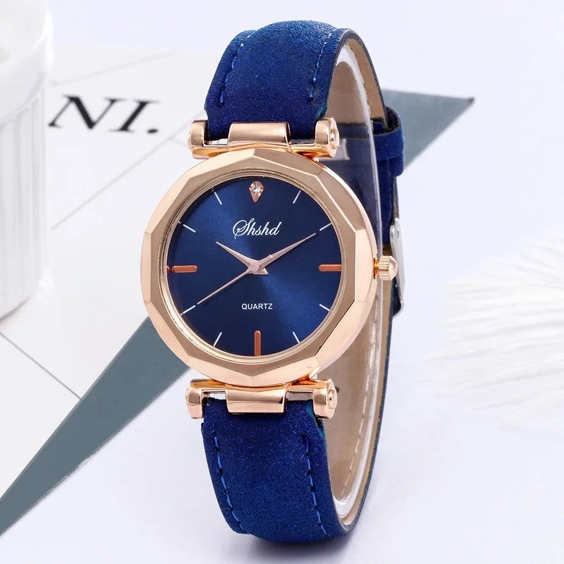 Fashion Women Leather Casual Watch Luxury Analog Quartz Crystal Wristwatch Luxury Women'S Casual Watches Watch for Women Relogio