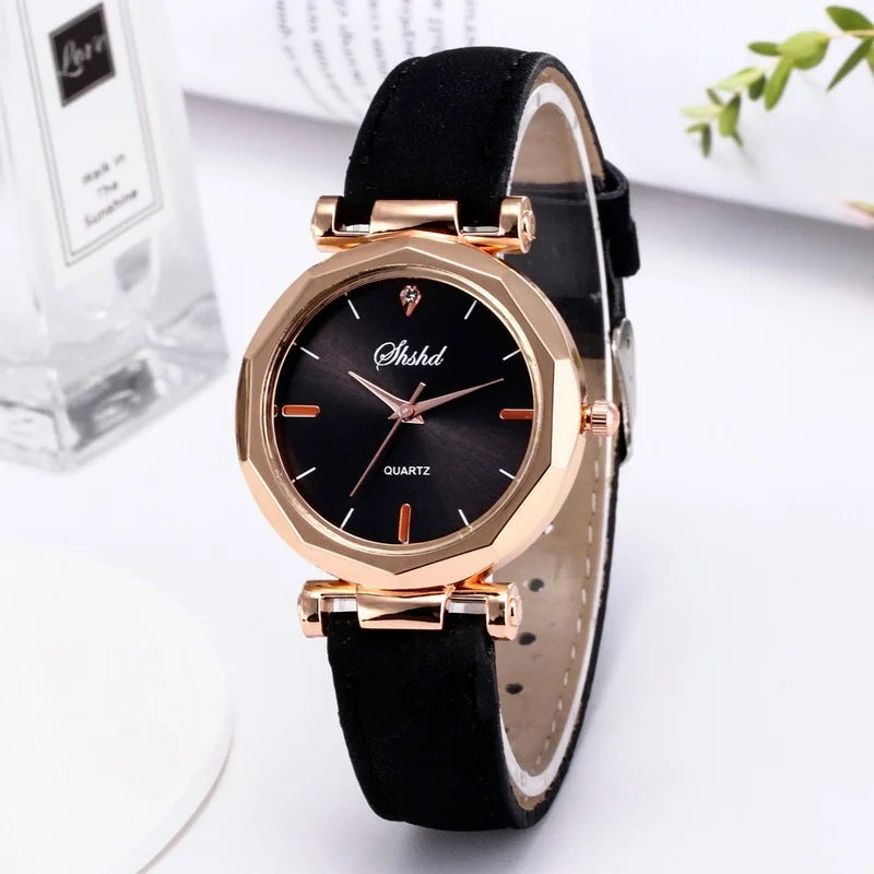 Fashion Women Leather Casual Watch Luxury Analog Quartz Crystal Wristwatch Luxury Women'S Casual Watches Watch for Women Relogio