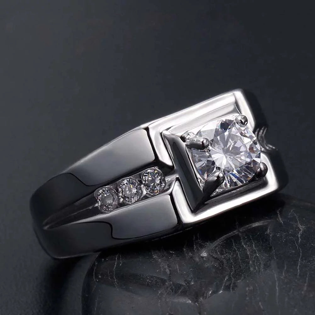 Matching Rings Couple Rings 10Kt White Gold Plated CZ Wedding Ring for Women Men Ring