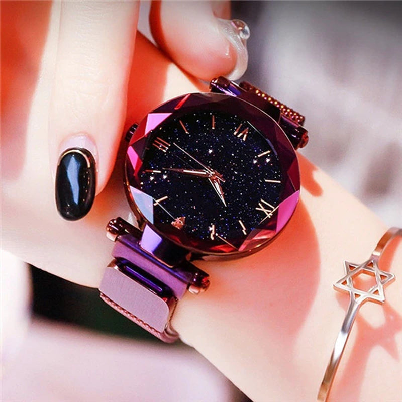 Reloj Mujer Luxury Starry Sky Women Watches Magnetic Mesh Belt Band Watch Women'S Fashion Dress Wristwatch Zegarek Damski