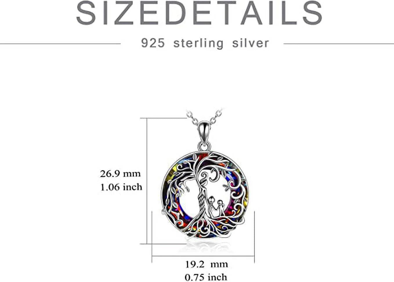 New Mom Jewelry Sterling Silver Mother and 3 Children Family Tree of Life Pendant Necklaces with Blue Crystal Jewelry Gifts for Women Mom Daughter Wife Birthday Anniversary Mothers Day