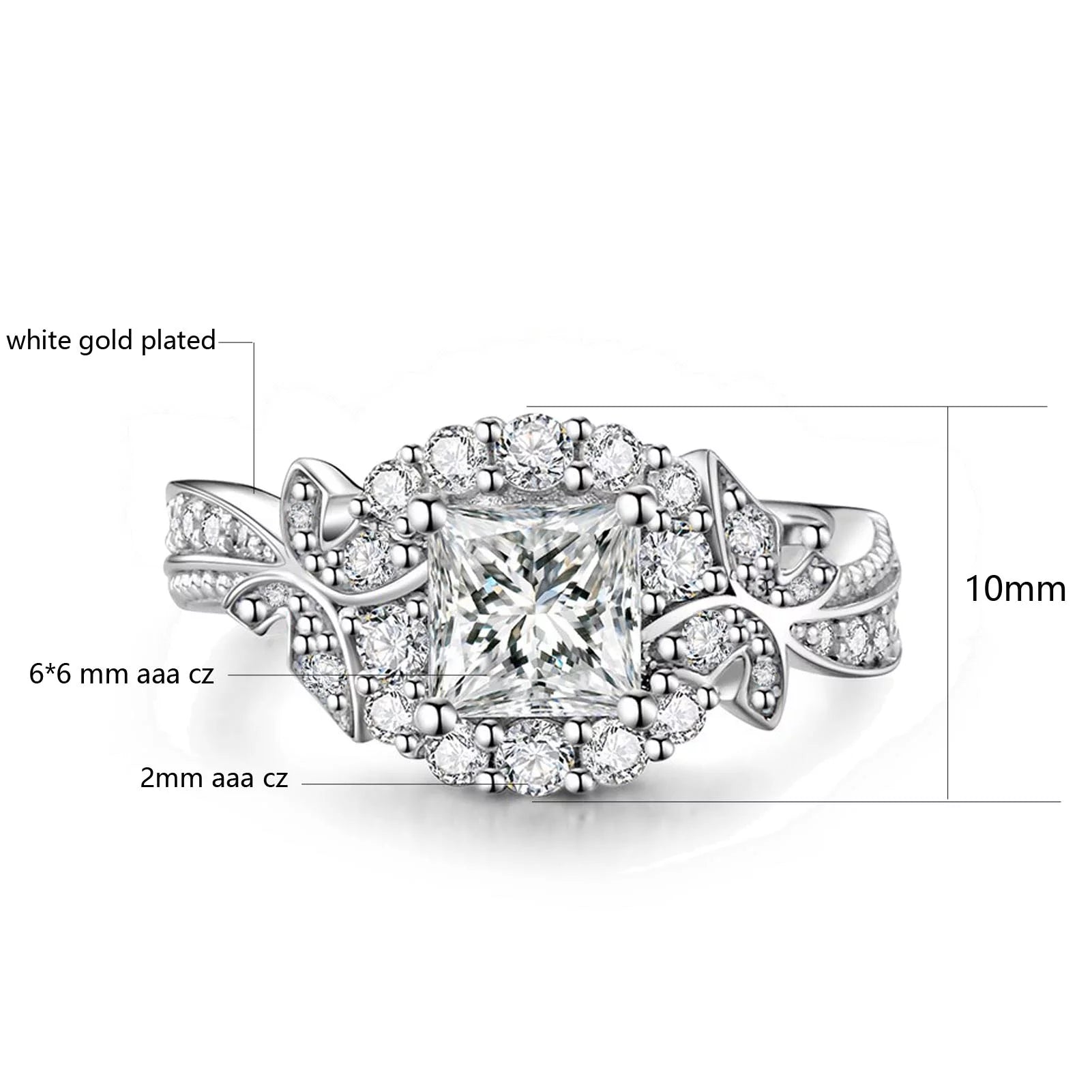 Matching Rings Couple Rings 10Kt White Gold Plated CZ Wedding Ring for Women Men Ring